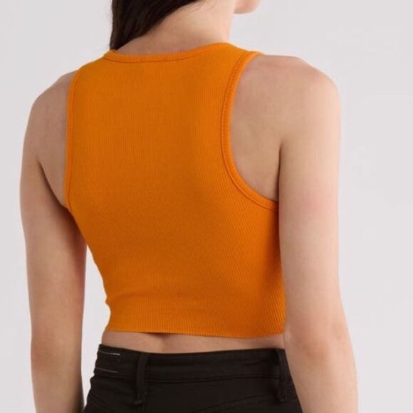 Naked Wardrobe Rib Knit Crop Tank Top orange M - Picture 2 of 3
